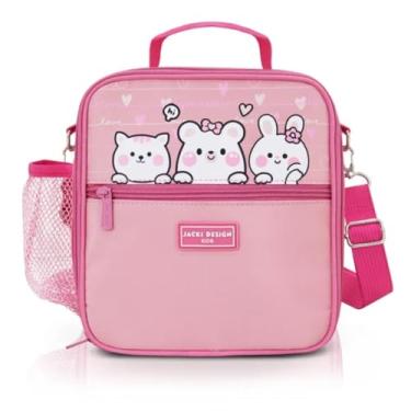 Imagem de Lancheira Térmica Infantil Jacki Design Amiguinhos - 4.752ml com Elástico Interno para Garrafa e Alças Ajustáveis (Gato Rosa)