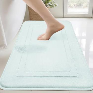 Imagem de Cupic Cupid Tapete de banho de espuma viscoelástica super macio, tapetes de banheiro azul bebê, tapetes de banheiro antiderrapantes para piso de banheiro, tapetes laváveis à máquina para chuveiro e