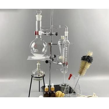 Imagem de ZAHIKA Kits de vidro purificador de água com frasco de tubo condensador, kit de vidraria de laboratório, aparelho de destilação de laboratório