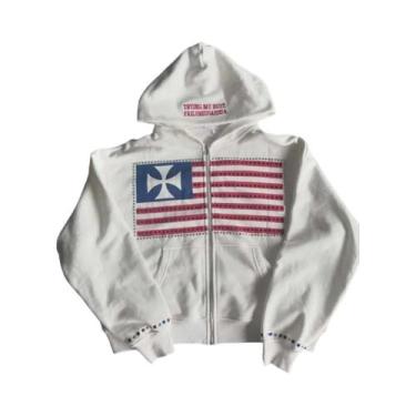 Imagem de Moletom Masculino Harajuku Y2K Solto Com Zíper E Capuz, Estampa Minima