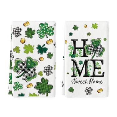 Imagem de Artoid Mode Toalha de prato bege trevo trevo dia de São Patrício, 45 x 66 cm, casa de fazenda, férias, primavera, decoração, limpeza, conjunto de 2