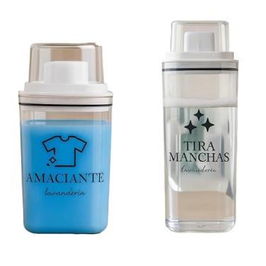 Imagem de Dispenser Organizador Lavanderia 2,3 litros ou 1,5 Litros Acrílico - Amaciante, Sabão em Pó e Liquido, Tira Manchas(P+G Amaciante/Tira Manchas)