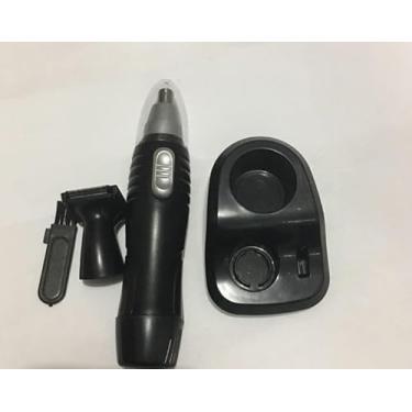 Imagem de Aparador de pelos faciais à prova d'água para homens e mulheres - Aparador multifuncional indolor com lâminas de borda dupla, alimentado por bateria e fácil de limpar em preto