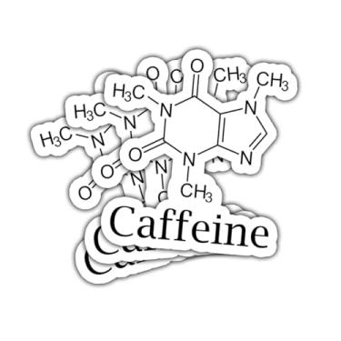 Imagem de 3 peças adesivo de molécula de cafeína engraçado ciência química café amante presente para baristas molécula de cafeína adesivos café composto café carro decalque para laptop garrafa caderno caixa de