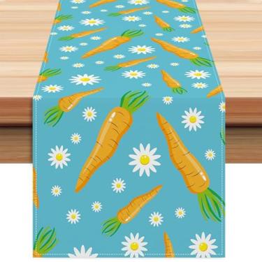 Imagem de Corredor de Mesa para Sala de Jantar - Decoração de Páscoa para Ambiente Caseiro | Toalha de Mesa com Estampa de Cenoura da Páscoa - Para Casas e Residências e Cafés e Feriados e Quintas e Cozinhas e