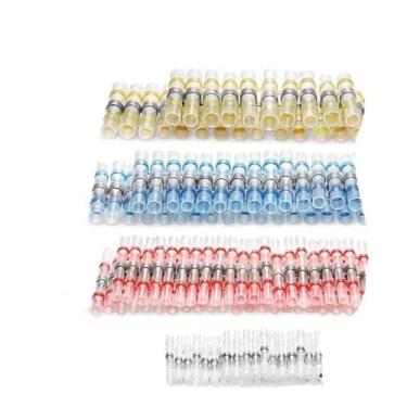 Imagem de ROUPWKWO Conectores de fio de vedação de solda, 100 peças, terminais de fio elétrico com isolamento térmico, crimpagem de cabo de emenda