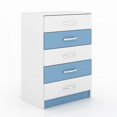 Imagem de Cômoda 5 Gavetas Maxi Evidência Móveis Azul/branco