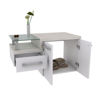 Imagem de Conjunto para Banheiro Gabinete com Cuba F44 e Espelheira Legno 830w Branco/Snow