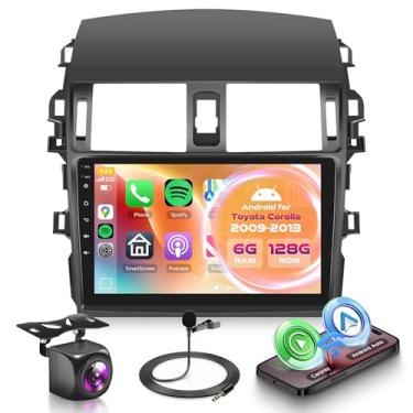 Imagem de Rádio automotivo 6G + 128G para Toyota Corolla 2009-2013 com CarPlay sem fio Android Auto, tela sensível ao toque de 23 cm, estéreo para carro Android com GPS Navi WiFi Mirror Link SWC Bluetooth FM