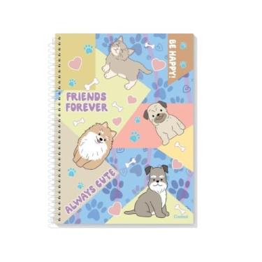 Imagem de Caderno Universitário Pet Fun Credeal 160 folhas 10 matérias- Coleção 2026 Capa Dura Espiral Animais Fofos (Friends Forever)