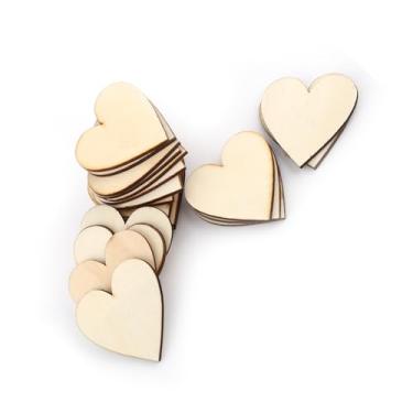 Imagem de Generic Enfeite Em Forma de Coração de Madeira Ideal para Páginas de Scrapbook e Cartões Feitos à Mão, 100 Peças de Madeira Natural para Projetos de Artesanato, Tamanhos de 10 Mm a 80 Mm para Decorações, Perfeito para Fazer Cartões e Fazer Placas (40mm)