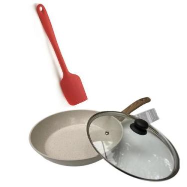 Imagem de Frigideira Indução Ceramico 22 Cm Marmore - Espatula E Tampa - Mimosty