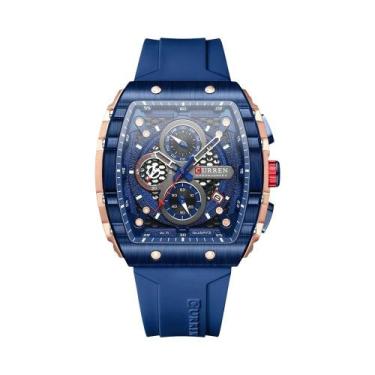 Imagem de Relógio De Pulso Quadrado CURREN Com Mostrador Grande E Ponteiros Lumi