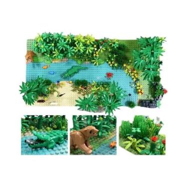 Imagem de Blocos De Montar Floresta Tropical: Grama Verde, Árvores, Plantas, Ani