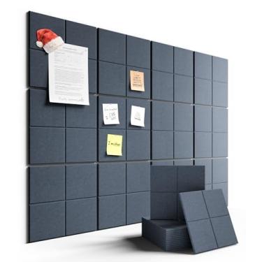 Imagem de Fluxynara Quadro de avisos grande de feltro 122 cm x 91 cm Alternativa para quadro de cortiça - pacote com 12 com 70 abas adesivas removíveis seguras, quadros de cortiça para paredes, quadro de