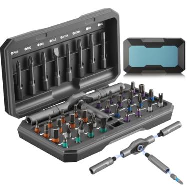 Imagem de Conjunto de chaves de fenda magnética, brocas de liga de aço S2, conjunto de chave de fenda magnética portátil 42 em 1 com bolsa de armazenamento, eixo flexível de combinação faça você mesmo, para