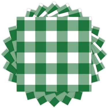 Imagem de Quera 50 Guardanapos De Papel Para O Dia São Patrício, Xadrez Buffalo, Suprimentos Festas, Verdes Decoração Jantar No 16,5 Cm X