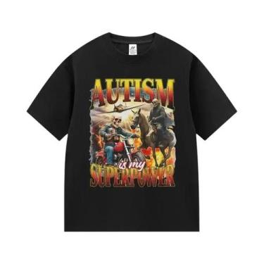 Imagem de Camiseta De Manga Curta Com Estampa Gótica De Superpotência Do Autismo