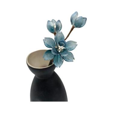 Imagem de Grampo De Cabelo Magnolia De Vidro Transparente Com Franjas De Madeira