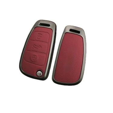 Imagem de Compatível com Audi TT TTRS 8j 8n 8s mk1 mk2 mk3 S line liga de zinco porta-chaves do carro suporte shell protetor de controle remoto acessórios para chaveiro(A-Red)