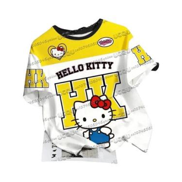 Imagem de Camiseta De Verão Estilo Hip-hop Com Estampa 3D Da Hello Kitty Para Me