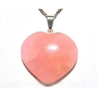 Imagem de Colar Coração Quartzo Rosa Pedra Natural Banhado Prata - CristaisdeCur