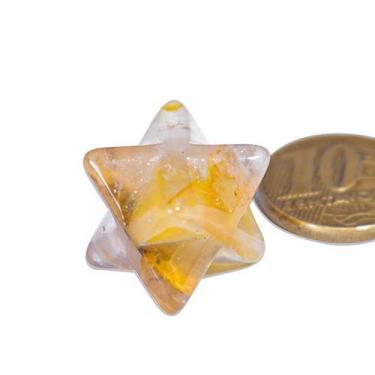 Imagem de 01 Merkabah Hematoide Amarela Pedra Natural Sem Furo Estrela - Cristai
