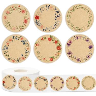 Imagem de Whaline 500 peças de adesivos de etiqueta Kraft de primavera, adesivos autoadesivos para decoração de envelopes de convite de férias, 6 designs, 5 polegadas