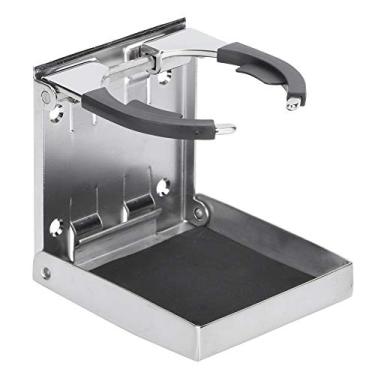 Imagem de Generic Suporte de Copo Dobrável Ajustável de Aço Inoxidável, Suporte para Copo de Bebida para Barco Marinho, Espelho Polido para Caminhão e Iate, 1 Peça