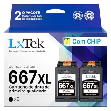 Imagem de LxTek Cartuchos de Tinta Compatível com HP 667 667XL 667 XL Compatível com HP DeskJet Ink Advantage 2374 1275 2375 2376 2775 2776e DeskJet Plus 6475 6476 6075 (2 Pretos)