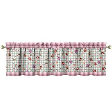 Imagem de Tapesb Bolo de cozinha saia engraçada pequena janela drapeada sobre pia decoração essencial adequado para cozinha, quarto, lavanderia, 45,7 x 137 cm