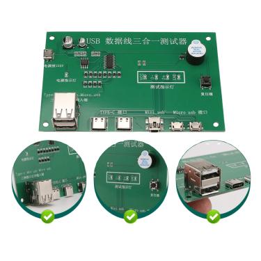 Imagem de Testador de cabo de dados 3 em 1 Tipo-C Mini USB Micro USB