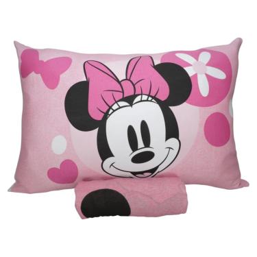 Imagem de Jogo de Lençol KazzaVip Solteiro Malha Mista 70% Algodão e 30% Poliéster Joy Disney Big minnie 02 Peças Rosa