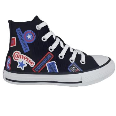 Imagem de Tênis Infantil Converse All Star Original Unissex Logos Cano Alto Preto-Unissex