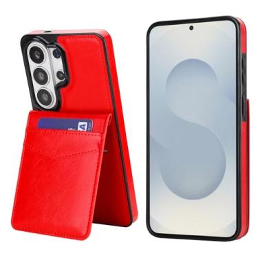 Imagem de Capa carteira de couro para Samsung Galaxy S26 Ultra, couro anti-impressão digital e TPU, 5 compartimentos para cartão (4 internos + 1 externo) com fecho magnético, à prova de choque, proteção de