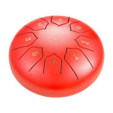 Imagem de JunZheHub Tambor de Língua de aço, Tambor de aço Hanpan, Instrumento de Percussão de Mão em aço Carbono, Produz Um Som Calmante, Inclui Baquetas, Bolsa para, Vermelho