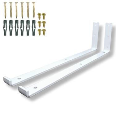 Imagem de Dois Suportes 40cm L Mão Francea Para Prateleira Aço Reforçado De Parede Estilo Moderno (Branco)