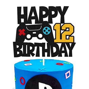 Imagem de Vikiwiin Happy 12th Birthday Cake Topper Game Controller 12s Cake Decoration Level 12s Unlocked Cake Decor Video Play Game Movie Theme Boys Girls Men Women Bday Party Event Celebration Supplies