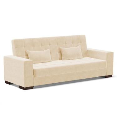 Imagem de Sofá Cama 02 lugares Lisboa Suede Pés de Plástico - D'Rossi, Bege