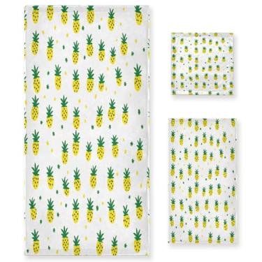 Imagem de xigua Conjunto de toalhas de banheiro com padrão de abacaxi toalha de banho macia absorvente de 3 peças toalha de mão toalhas decorativas para banheiro, academia, hotel, praia, piscina