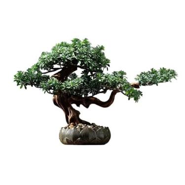 Imagem de Plantas falsas plantas verdes falsas entrada para sala de estar chinês Feng Shui decoração hotel bonsai ornamentos mesa simulação árvore decoração