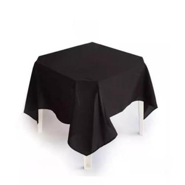 Imagem de Kit com 10 Toalhas de Mesa Quadrada Oxford 1.50x1.50m - 4 Cadeiras, Ideal para Festa, Buffet e Restaurante, Resistente e Prática (PRETO)
