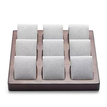 Imagem de KHUTRW3D Suportes organizadores de joias, bandeja de exibição de madeira maciça, bandeja de exibição de cartões de brinco com 9 cartões de brinco, exibição para coleção de brincos e pingentes, suporte