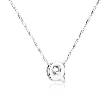 Imagem de GoldGifts Colar feminino com letras douradas e prateadas, pingente moderno com inicial de bolha delicada com corrente requintada, joias modernas hipoalergênicas à prova d'água, nome personalizado para