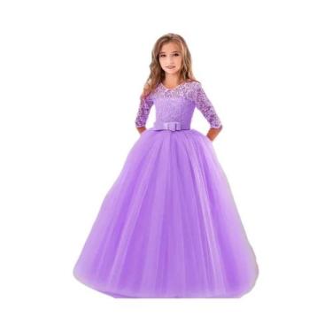 Imagem de Vestido De Festa Princesa Para Meninas, Vestido De Baile De Renda, Tra