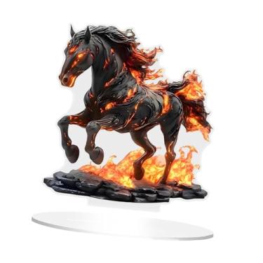 Imagem de UGPLM Enfeite de cavalo em acrílico 2D com suporte, decoração criativa para o Ano do Cavalo, ideal para estante, armário ou mesa de escritório, Style F