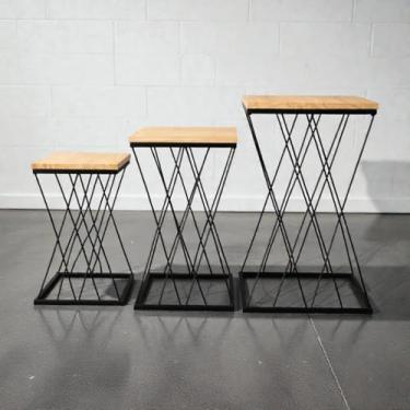 Imagem de Trio de Mesa em Ferro Treliça Kit com 3 Peças Festa Decoração (PRETO)