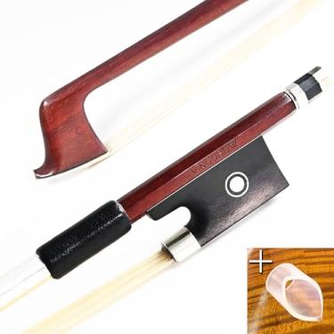 Imagem de VINGOBOW Arco de violino Brazilwood tamanho 3/4 69 cm sapo ébano natural crina de cavalo branco mongol bem equilibrado tom doce