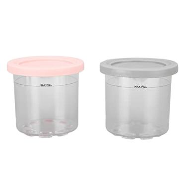 Imagem de Copo de sorvete para nc299amz nc300s série bpa livre reutilizável 600ml recipientes de armazenamento seguro para máquina de lavar louça material abs pc 2 pacotes (Cinza e rosa)