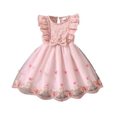 Imagem de Vestido De Princesa Com Estampa Floral Para Meninas, Decote Redondo, M